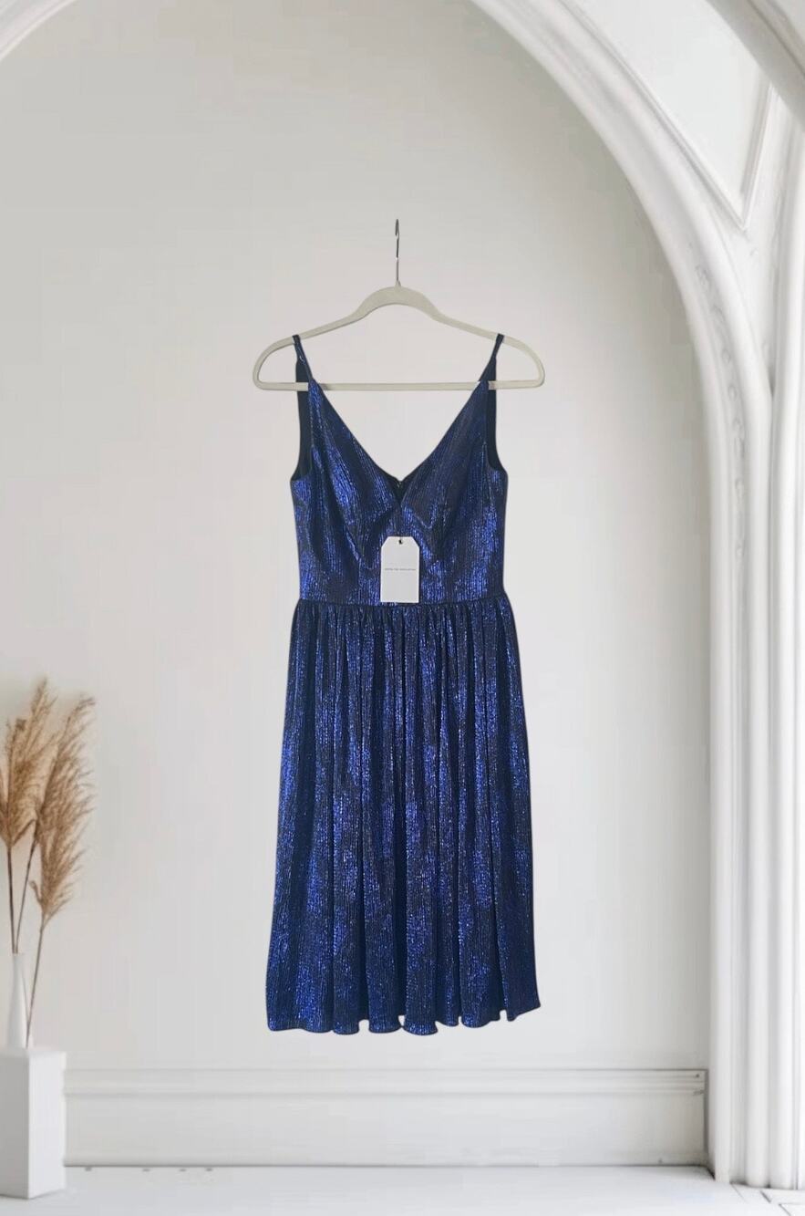 NWT Population Haley Metallic Fit & Flare Dress Small